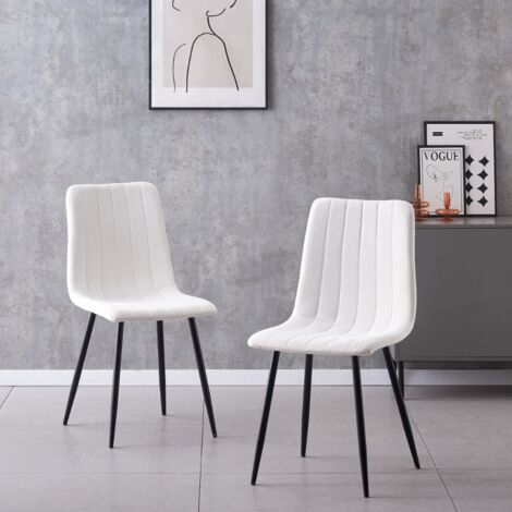 Chaise rembourrée IRIS en velours écru