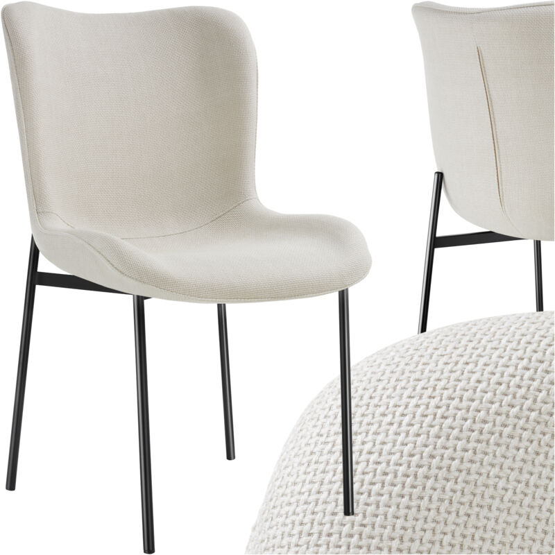 Tectake - Chaise rembourrée avec un tissu robuste ergonomique noir/blanc