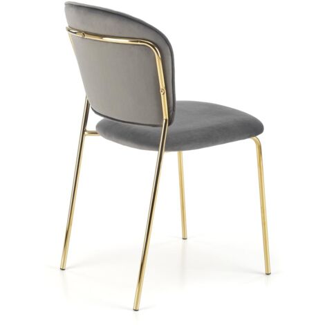 Chaise rembourrée W158, gris cendré, pieds dorés