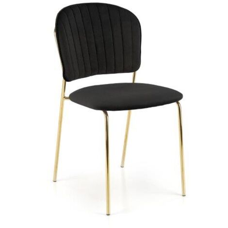 Chaise rembourrée W158 pieds noirs et dorés