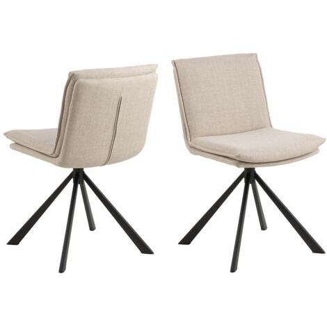 Chaise repas 47x59x85 cm en tissu beige et pied noir