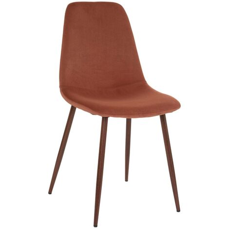 Atmosphera - Chaise de table en velours Terracotta et pieds en métal