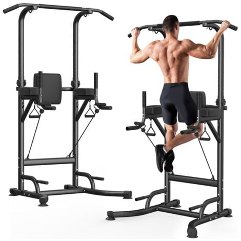 WOWTTRELAX Chaise Romaine Musculation Ajustable, Barre de Traction exterieur sur Pied 85 x 102 x 183-233 cm, Capacité 150KG