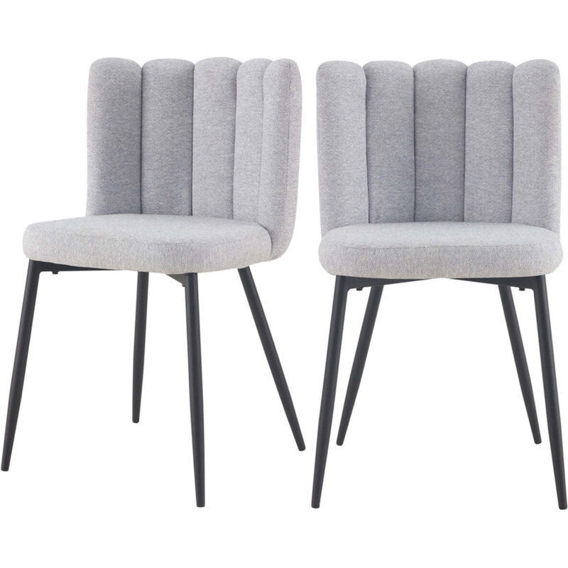 Rendez-vous Déco - Lot de 2 chaises en tissu gris et pieds en métal noir - rosy