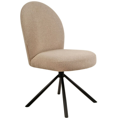 Chaise rotative 180° en tissu bouclette beige et métal noir - JULIEN