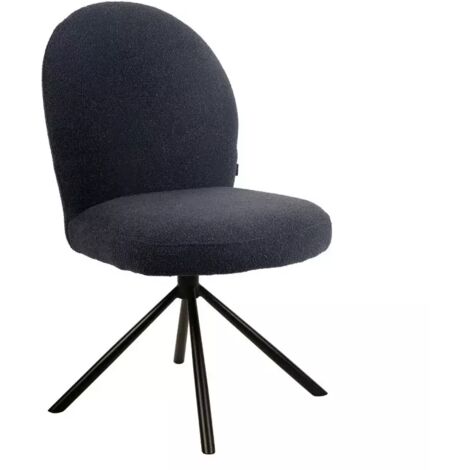 Chaise rotative 180° en tissu bouclette noir et métal noir - JULIEN