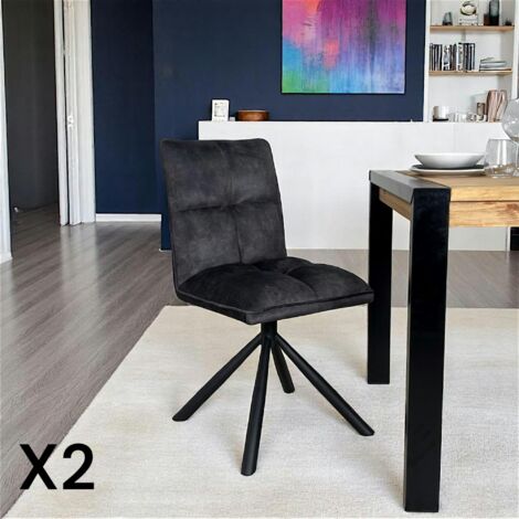 Chaise rotative tissu anthracite (lot de 2) IENA
