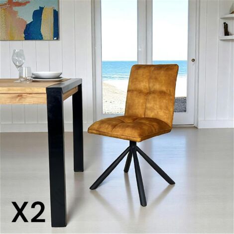 Chaise rotative tissu moutarde (lot de 2) IENA
