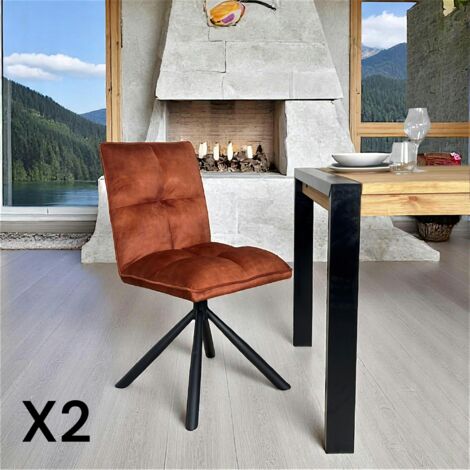 Chaise rotative tissu rouille (lot de 2) IENA