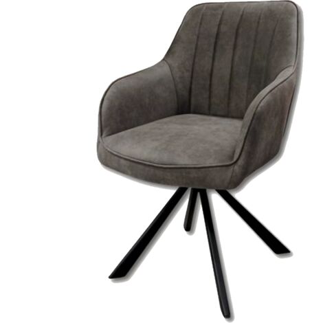 Chaise rotative Xara gris pieds métal noir