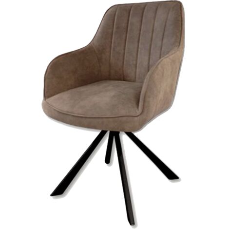 Chaise rotative Xara marron pieds métal noir