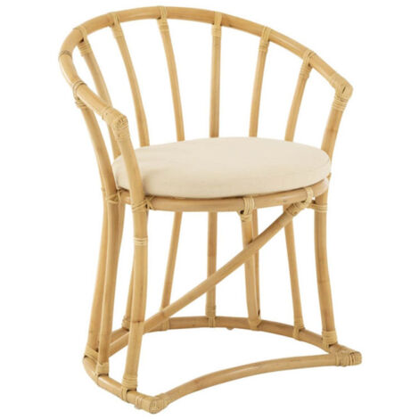 Chaise Rotin & Coussin "Howard" 70cm Naturel