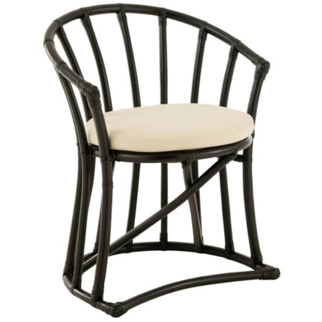 Chaise Rotin & Coussin "Howard" 70cm Noir
