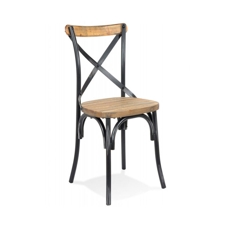 Paris Prix - Chaise Rustique 'Joann' 89cm Naturel & Noir