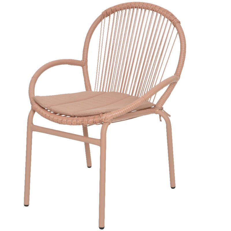 Webmarketpoint - Chaise Salento avec coussin d'extérieur en osier rose