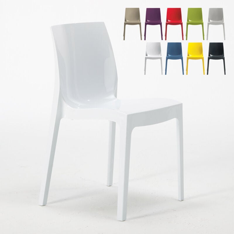 grand soleil - chaise salle à manger cuisine empilable en polypropylène ice couleur: blanc