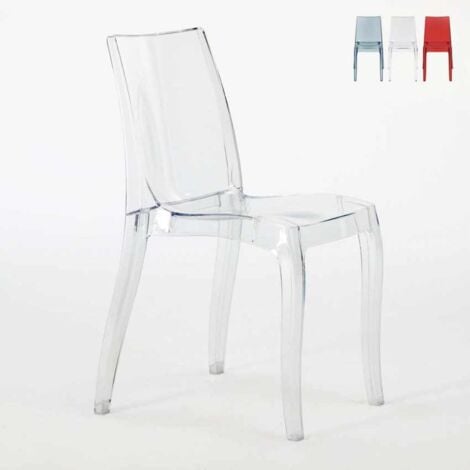 Chaise salle à manger bar transparent empilable Cristal Light polycarbonate Grand Soleil Design
