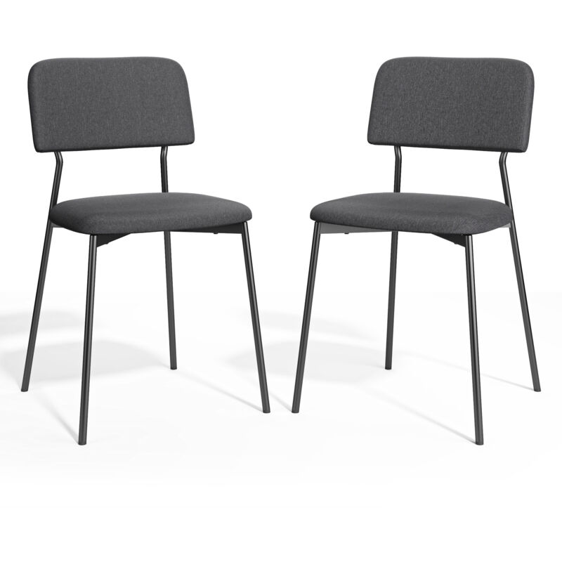 Bealife - Chaise Salle à Manger Lot de 2 Chaises anthracite avec Dossier Coussin Cardre et Patte Métal Protection Pied Caoutchouc pour Salle à Manger