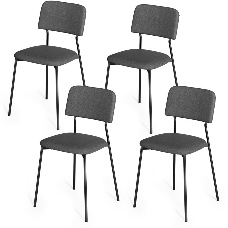 Bealife - Chaise Salle à Manger Lot de 4 Chaises anthracite avec Dossier Coussin Cardre et Patte Métal Protection Pied Caoutchouc pour Salle à Manger