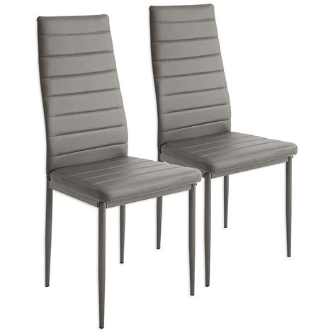 lot de 4 (gris)chaises de salle à manger - Simili noir - Style contemporain - L 43,5 x P 52 cm