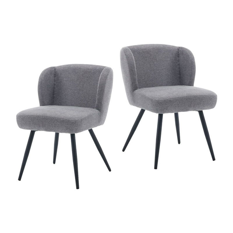 Chaise Salle à Manger Lot de 2 Chaise de Cuisine Rembourré avec Pieds Métal Chaise de Salon Coussin Épais sans Accoudoirs, Lin, Gris