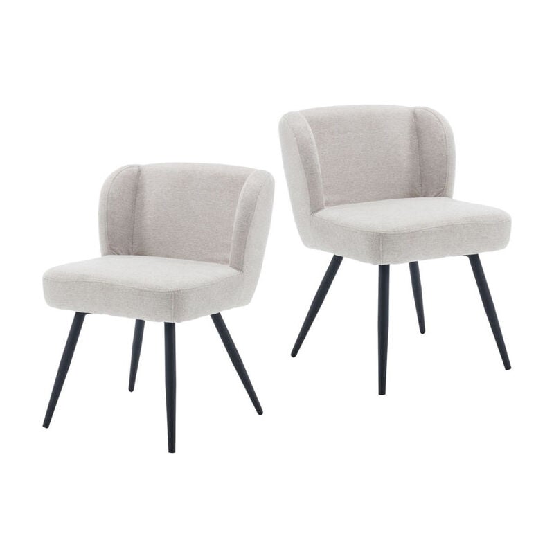 Chaise Salle à Manger Lot de 2 Chaise de Cuisine Rembourré avec Pieds Métal Chaise de Salon Coussin Épais sans Accoudoirs, Lin, Kaki