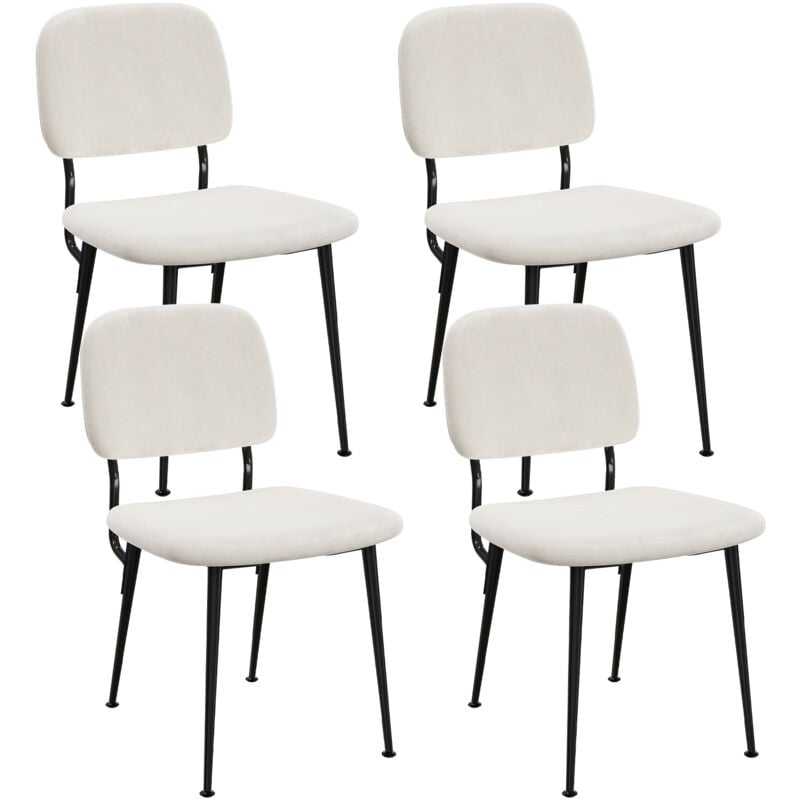 Dazhom - Chaise Salle à Manger Lot de 4 en Velours Chaises de visiteur Assis Rembourré Blanc
