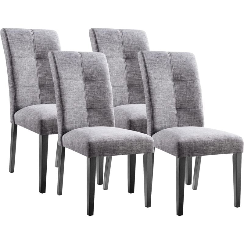 Chaise Salle a Manger Lot de 4, Sièges Rembourré, Chaise Rembourrée pour Salle à Manger, Cuisine, Chambre (Lin Coton, Gris Clair)