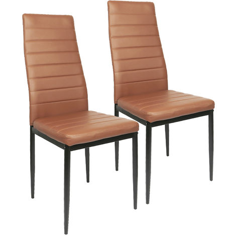 lot de 4 (marron)chaises de salle à manger - Simili noir - Style contemporain - L 43,5 x P 52 cm