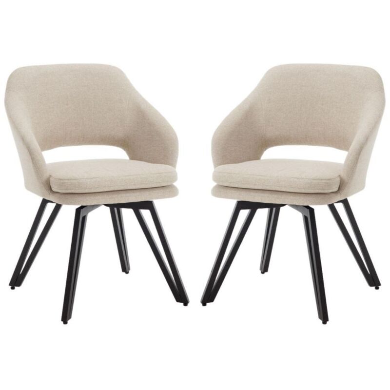 Chaise Lot de 2 Chaise Salle à Manger Moderne avec Accoudoirs Chaise de Cuisine Pivotante 180°Chaise pour Cuisine, Lin, Kaki