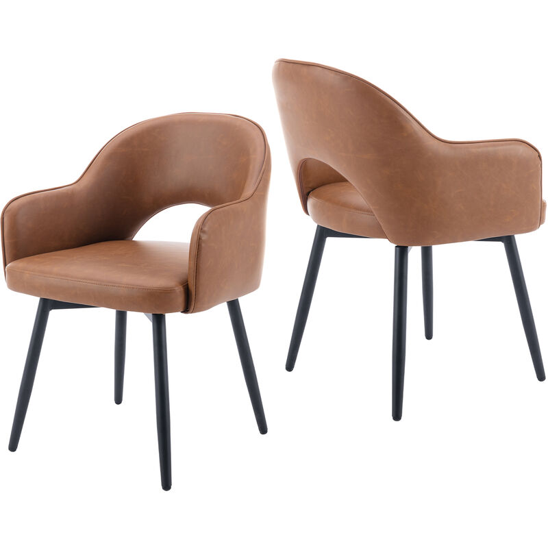 Wahson Office Chairs - Wahson Lot de 2 Chaises en Cuir pu, Chaise Salle à Manger Moderne avec Accoudoirs Chaise de Cuisine Rembourés pour Salon,