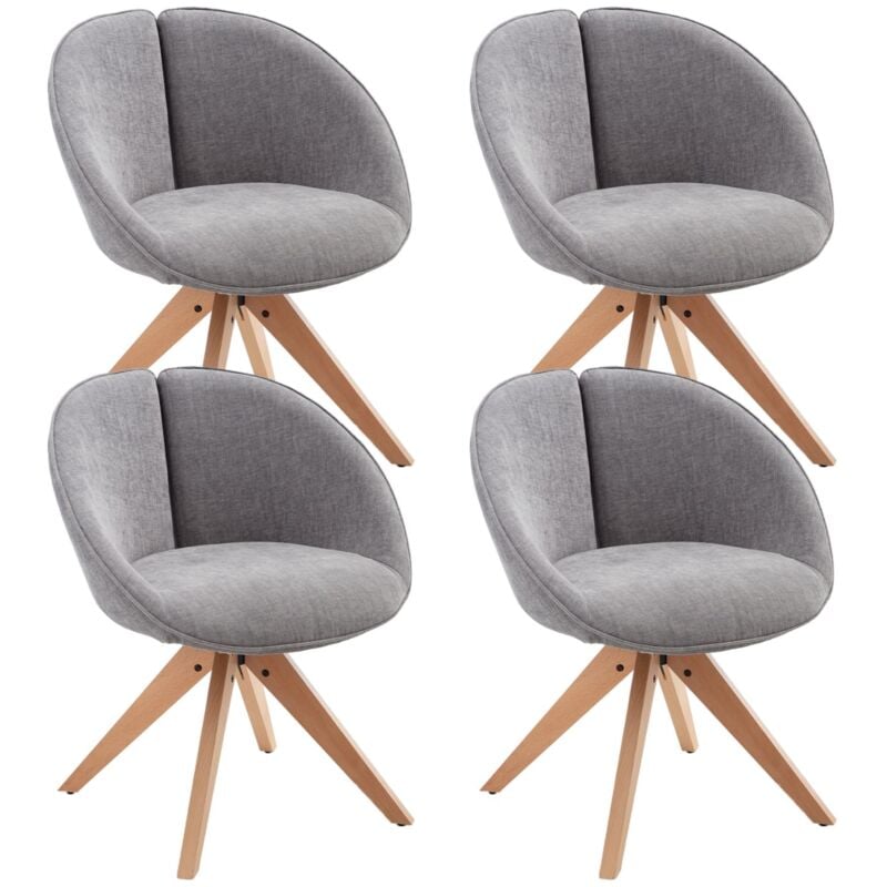 Chaise Salle à Manger Scandinave en Velours Lot de 4 Chaise pivotante 360°avec Pieds en Bois Massif pour Salon/Bureau, Gris, Wahson