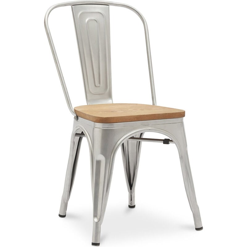 Tolix Style - Chaise de salle à manger - Design industriel - Acier et bois - Nouvelle édition - Stylix Acier