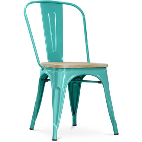 Chaise Salle à Manger Stylix Design Industriel en Métal et Bois Clair - Nouvelle Edition Vert pastel - Bois, Métal - Vert pastel