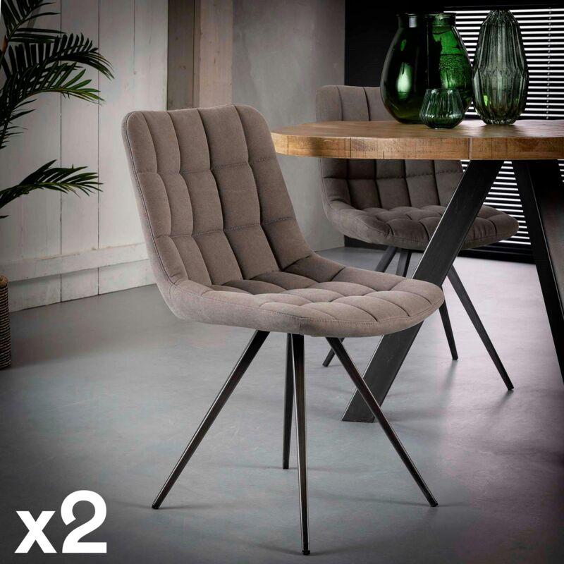 Pier Import - Chaise salle à manger tissu jeans anthracite (lot de 2)