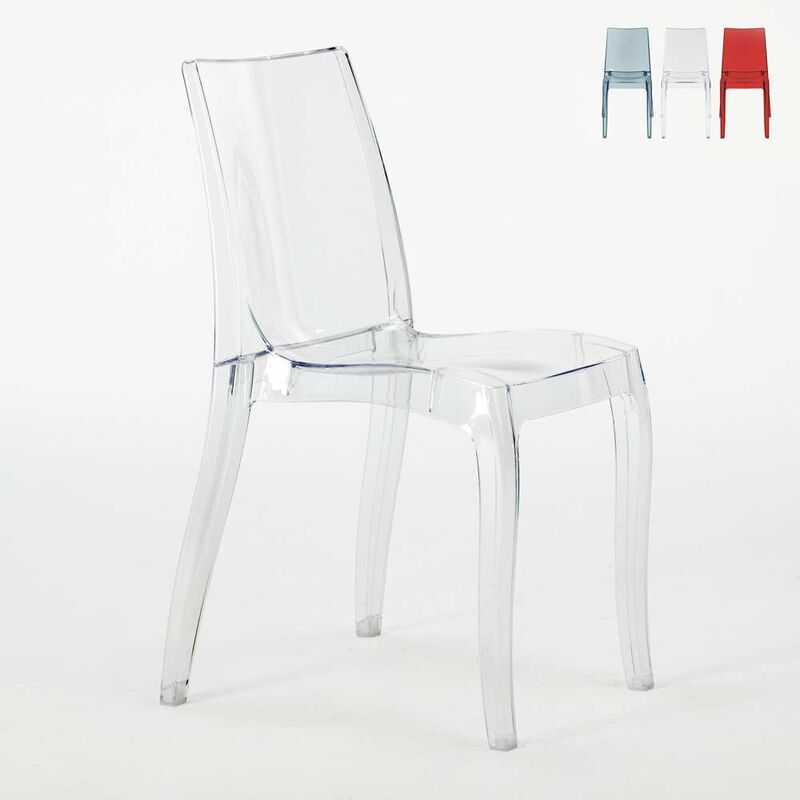 grand soleil - chaise salle à manger bar transparent empilable cristal light polycarbonate design couleur: transparent