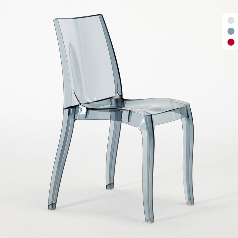 Grand Soleil – Chaise transparente empilable Cristal Light en polycarbonate – Hauteur 84 cm – Couleur noir anthracite – Pour salles à manger et bars Grand Soleil – Chaise transparente empilable Cristal Light en polycarbonate – Hauteur 84 cm – Couleur noir anthracite – Pour salles à manger et bars