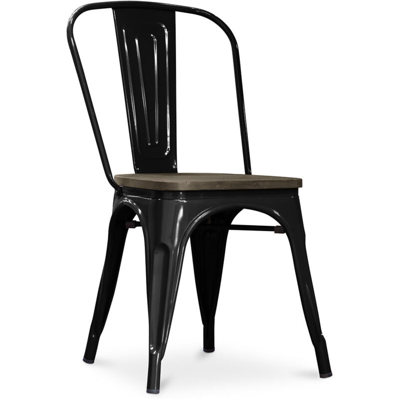 Privatefloor - Chaise de salle à manger - Design industriel - Acier et bois - Nouvelle édition - Stylix Noir Privatefloor - Chaise de salle à manger - Design industriel - Acier et bois - Nouvelle édition - Stylix Noir