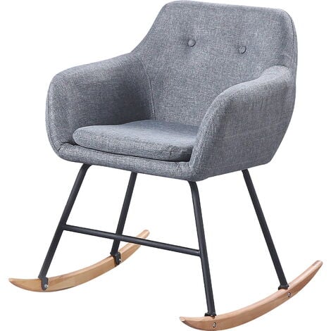 chaise scandinave - à bascule -pieds en bois massif design salle a manger salon - gris clair
