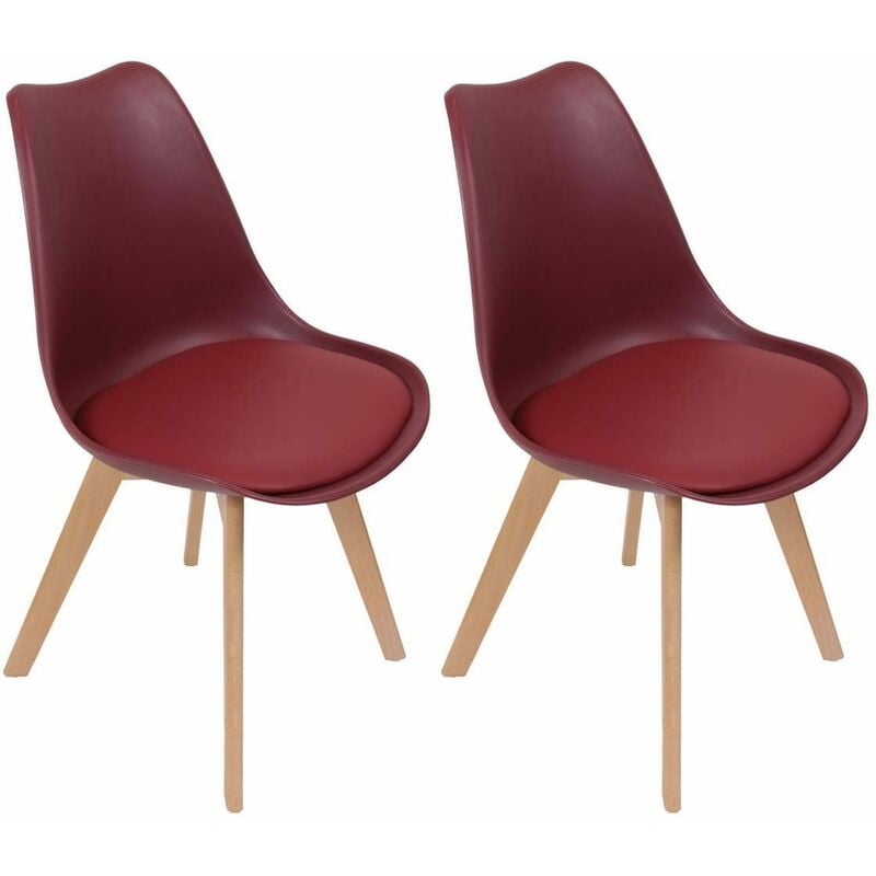 Chaise scandinave avec assise rembourrée (Lot de 2)