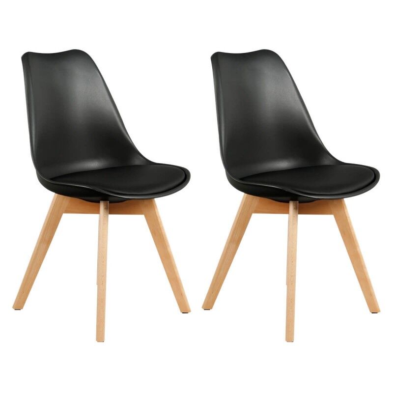 The Home Deco Factory - Lot De 2 Chaises Scandinave Avec Coussin Noire Home Deco Factory