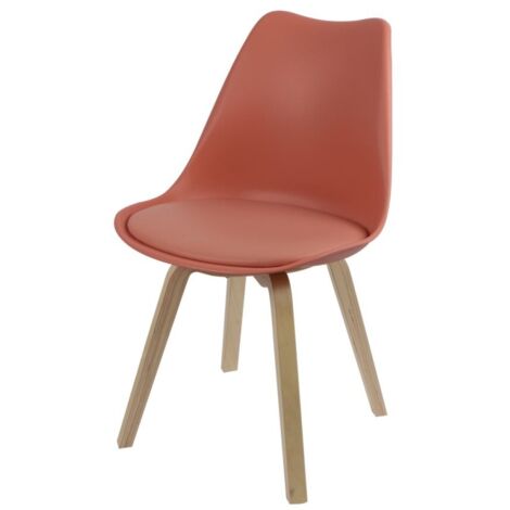 Chaise scandinave bois de rose avec coussin