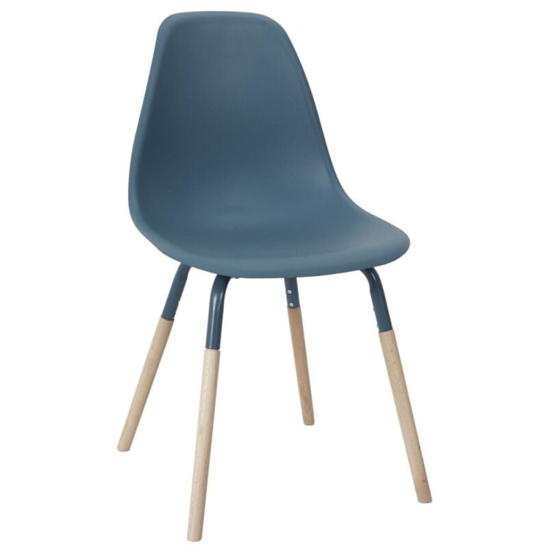 The Home Deco Factory - Chaise scandinave bois et métal bleu