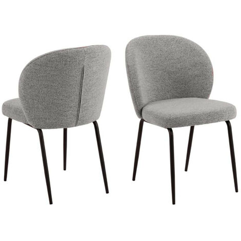 Chaise scandinave bouclette et pieds en métal noir (lot de 2) - PAMELA