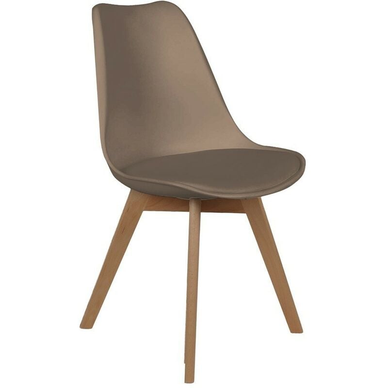 CMP - Chaise scandinave coque avec coussin taupe