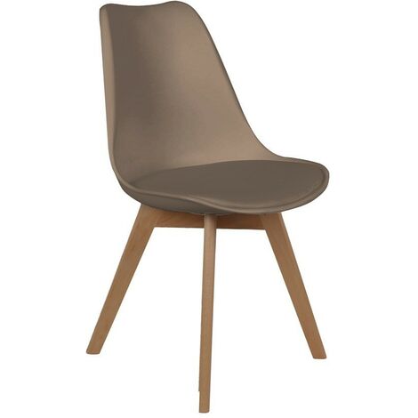 Chaise scandinave coque avec coussin taupe