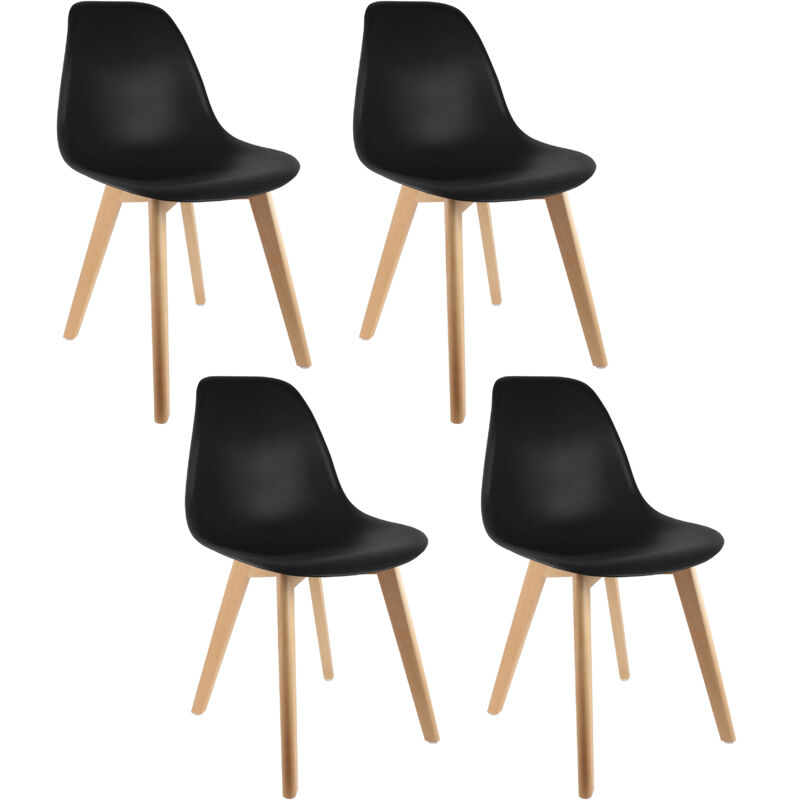 The Home Deco Factory - Chaise Scandinave avec pieds en bois - Noir - Livraison gratuite