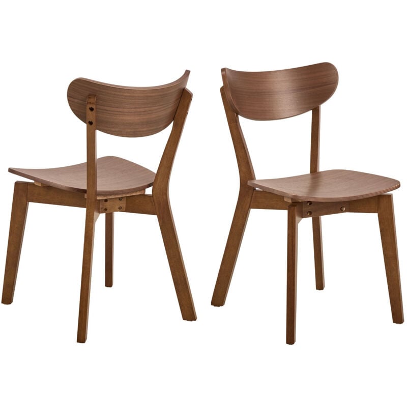 Hellin - Chaise scandinave en bois finition noyer (lot de 2) - leta