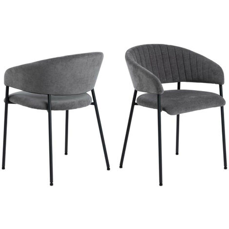 Chaise scandinave en tissu et pieds en métal noir (lot de 2) - ZOLA