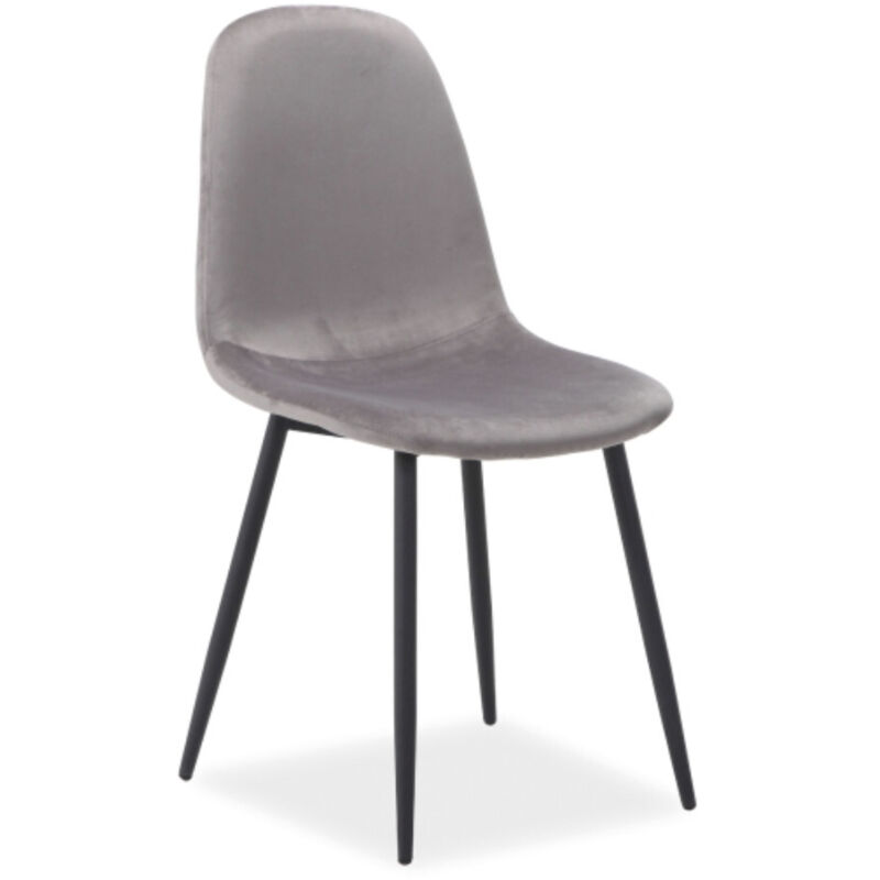 Chaise scandinave en velours - L 44 x P 39 x H 86 cm - Gris - Livraison gratuite